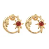 304 Stainless Steel Moon Stud Earrings