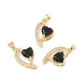 Brass Micro Pave Black Cubic Zirconia Pendants