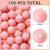 100Pcs Silicone Beads Round Rubber Bead 15MM Loose Spacer Beads for DIY Supplies Jewelry Keychain Making