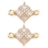 Brass Clear Cubic Zirconia Connector Charms
