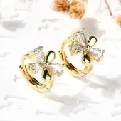 Flower Brass Hoop Earrings