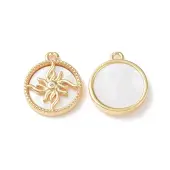 Brass Micro Pave Clear Cubic Zirconia Flat Round Charms
