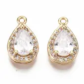Brass Micro Pave Clear Cubic Zirconia Charms