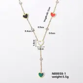 Stainless Steel Resin Sweetheart Love Heart Pendant Necklace Fashionable Colorful Cute Necklaces