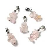 Natural Rose Quartz Chip Pendants