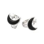 Moon & Star Natural Obsidian Adjustable Rings