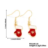 Christmas Theme Brass Glove Dangle Earrings