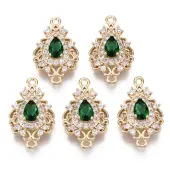 Brass Micro Pave Cubic Zirconia Links Connectors