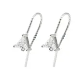 Brass Micro Pave Clear Cubic Zirconia Triangle Earring Hooks