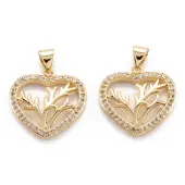 Brass Micro Pave Clear Cubic Zirconia Beads Pendant