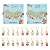 10Pcs 5 Colors Alloy Enamel Owl Charm Locking Stitch Markers