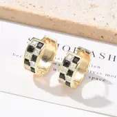 Brass Micro Pave Cubic Zirconia Hoop Earrings