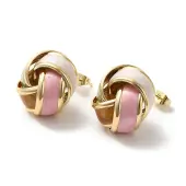 Real 18K Gold Plated Iron Enamel Stud Earrings for Women
