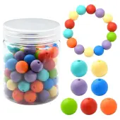 70Pcs 7 Styles Round Food Grade Eco-Friendly Silicone Beads