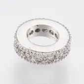 Brass Micro Pave Cubic Zirconia European Beads