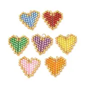 Handmade Glass Seed Beaded Heart Charms