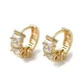Brass Micro Pave Cubic Zirconia Hoop Earring