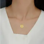 925 Sterling Silver Flat Round with Snake Pendant Necklaces Creative Design Collarbone Jewelry