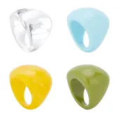 ANATTASOUL 4Pcs 4 Colors Resin Plain Wide Dome Finger Rings Set for Women