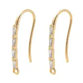 Brass Micro Pave Clear Cubic Zirconia Earring Hooks