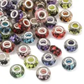 50Pcs Large Hole Flower Pattern Resin European Beads