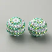 Stripe Pattern Resin Rhinestone Beads