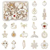 40Pcs 20 Styles Alloy Enamel Pendants