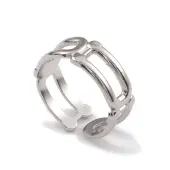 Non-Tarnish 304 Stainless Steel Hollow Out Oval Wrap Open Cuff Rings for Women