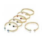 Cubic Zirconia Star Open Cuff Bangle