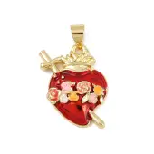 Brass FireBrick Enamel Pendants