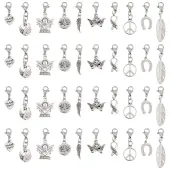 SUNNYCLUE 40Pcs 10 Styles Tibetan Style Alloy Pendant Decorations