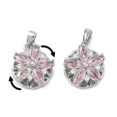 Brass Micro Pave Cubic Zirconia Rotatable Pendants