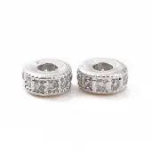 Brass Micro Pave Cubic Zirconia Beads