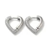 Brass Pave Clear Cubic Zirconia Hoop Earrings