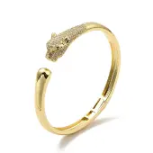 Green Cubic Zirconia Leopard Open Cuff Bangle