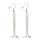 Curb Chains with Brass Charm Long Dangle Earrings
