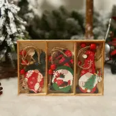 Christmas Wooden Gnome Box Set Pendant Decoration