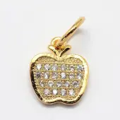 CZ Brass Micro Pave Cubic Zirconia Apple Charms