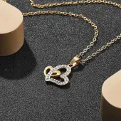304 Stainless Steel Crystal Rhinestone Heart Pendant Cable Chain Necklaces for Women
