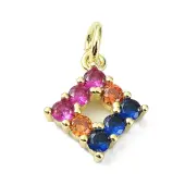 Brass Micro Pave Colorful Cubic Zirconia Pendants