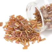 AB Color Plated Glass Bugle Beads