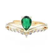 Green Cubic Zirconia Crown Adjustable Ring