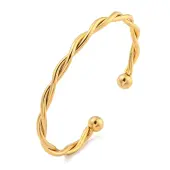 Ion Plating(IP) Twisted 304 Stainless Steel Cuff Bangles for Women