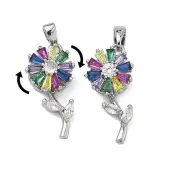 Brass Micro Pave Cubic Zirconia Rotatable Pendants