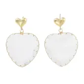 Glass Heart Dangle Stud Earrings