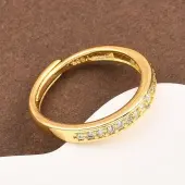 Brass Micro Pave Cubic Zirconia Adjustable Finger Rings for Women