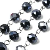 Handmade Rondelle Glass Beads Chains for Necklaces Bracelets Making