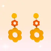 Acrylic Hollow Flower Dangle Stud Earrings