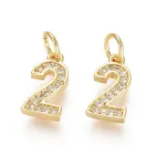 Brass Micro Pave Clear Cubic Zirconia Charms
