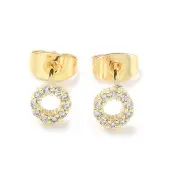 Brass Micro Pave Cubic Zirconia Stud Earrings